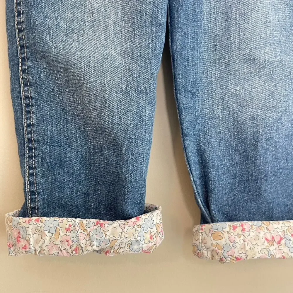 OSH Kosh B'gosh Denim‎ Floral Buckle Overall CottagCore Vintage Girls Sz 4T